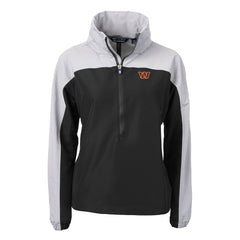 Washington Commanders Cutter & Buck Women's Charter Eco Recycled Half-Zip Hooded Anorak Jacket Black