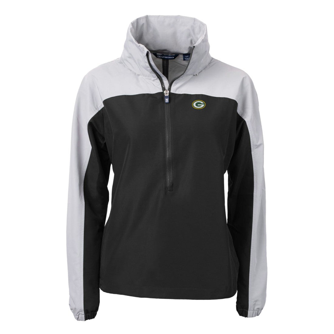 Green Bay Packers Cutter & Buck Women's Charter Eco Recycled Half-Zip Hooded Anorak Jacket Black