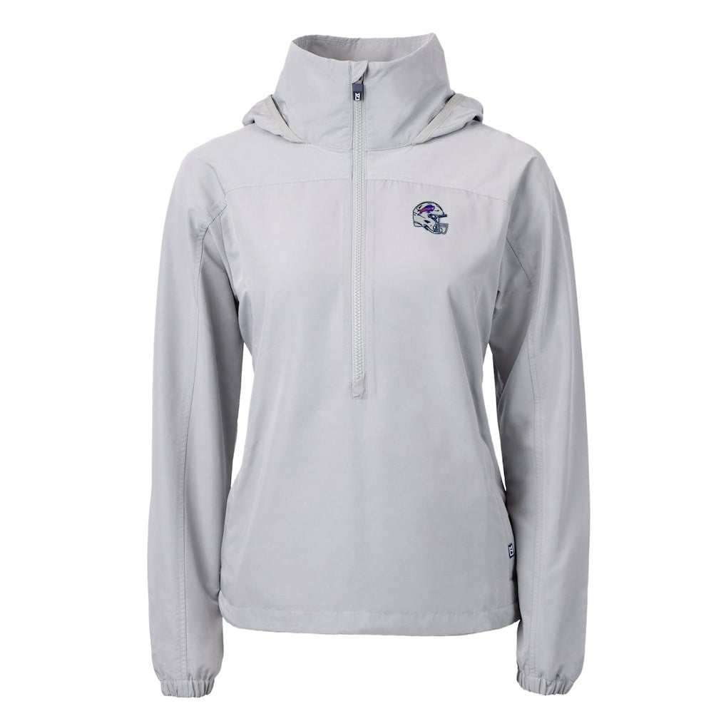 Buffalo Bills Cutter & Buck Women's Charter Eco Recycled Half-Zip Hooded Anorak Jacket Gray