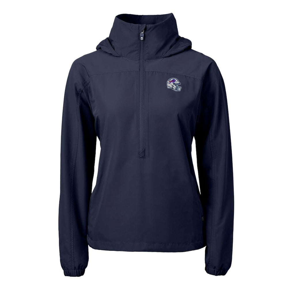 Buffalo Bills Cutter & Buck Women's Charter Eco Recycled Half-Zip Hooded Anorak Jacket Navy