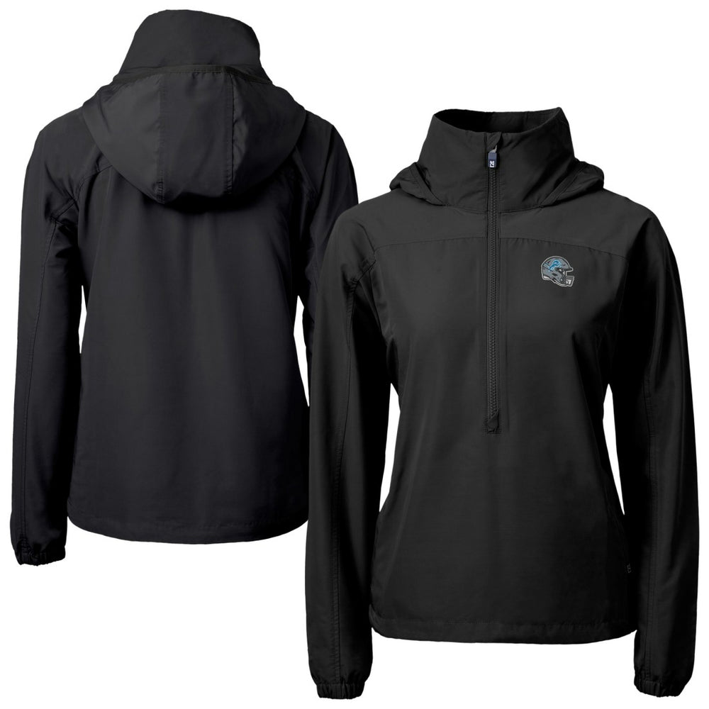 Detroit Lions Cutter & Buck Women's Charter Eco Recycled Half-Zip Hooded Anorak Jacket Black