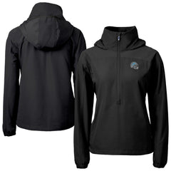 Detroit Lions Cutter & Buck Women's Charter Eco Recycled Half-Zip Hooded Anorak Jacket Black