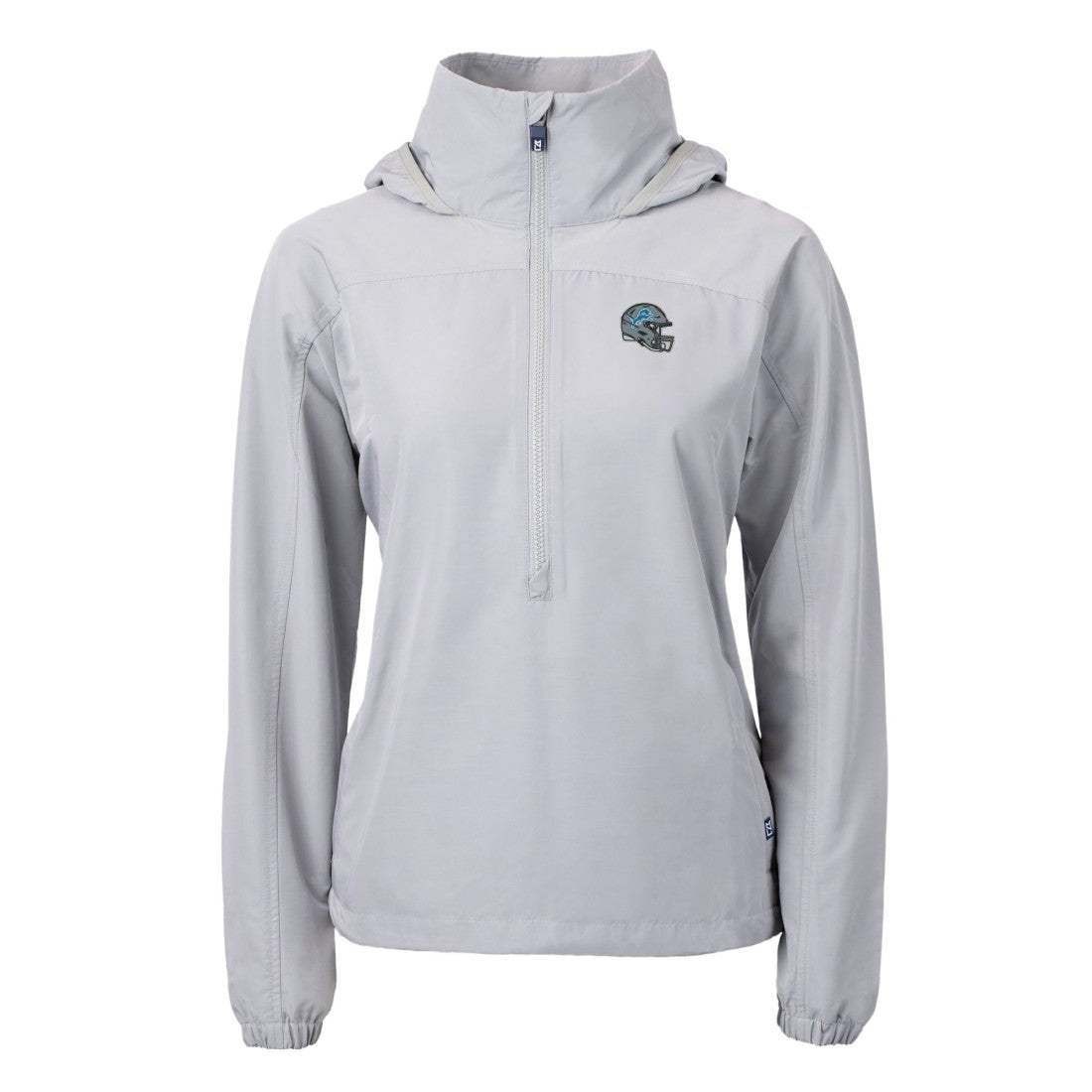 Detroit Lions Cutter & Buck Women's Charter Eco Recycled Half-Zip Hooded Anorak Jacket Gray