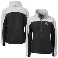 Las Vegas Raiders Cutter & Buck Women's Charter Eco Recycled Half-Zip Hooded Anorak Jacket Black