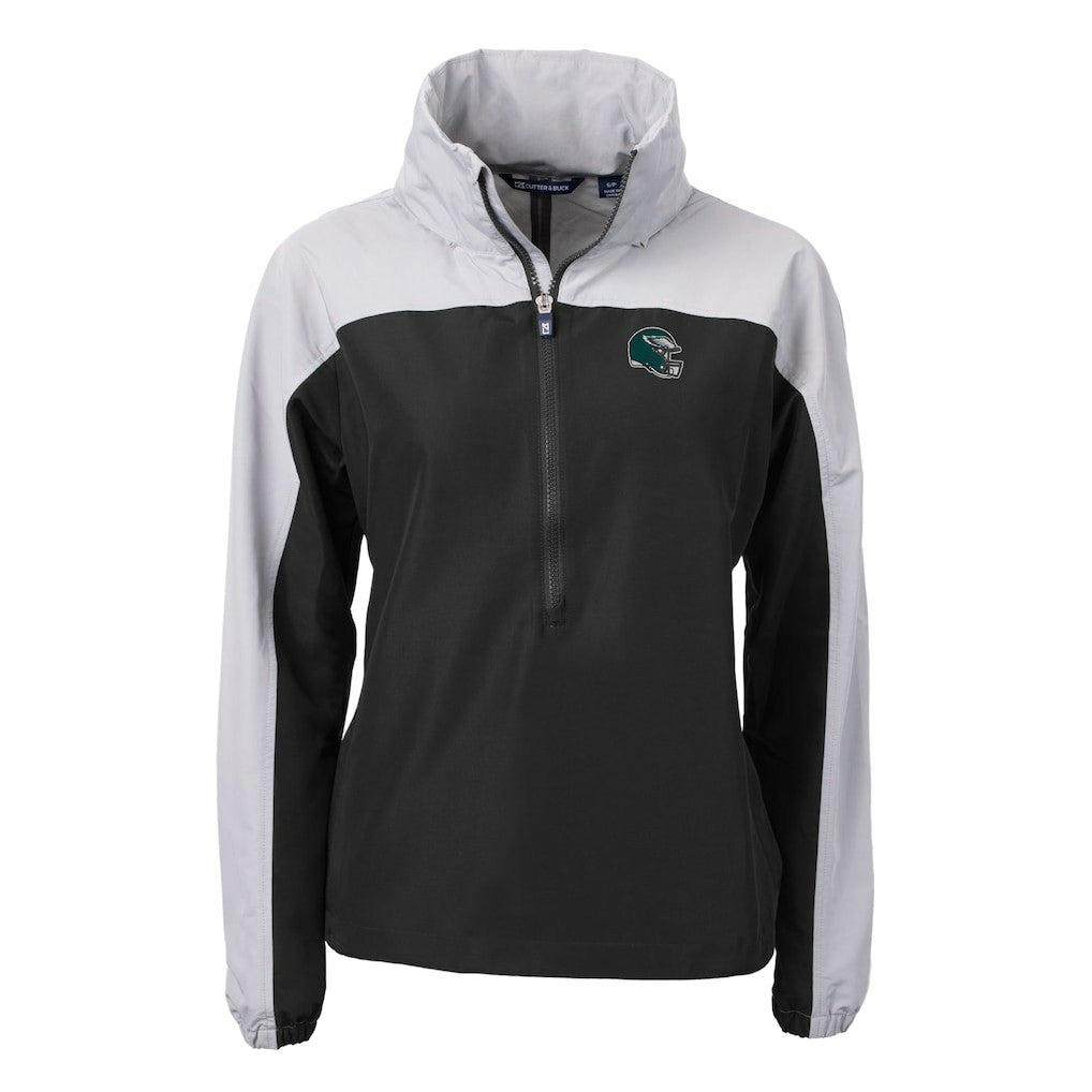 Philadelphia Eagles Cutter & Buck Women's Charter Eco Recycled Half-Zip Hooded Anorak Jacket Black