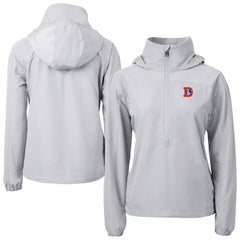 Denver Broncos Cutter & Buck Women's Charter Eco Recycled Half-Zip Hooded Anorak Jacket Gray