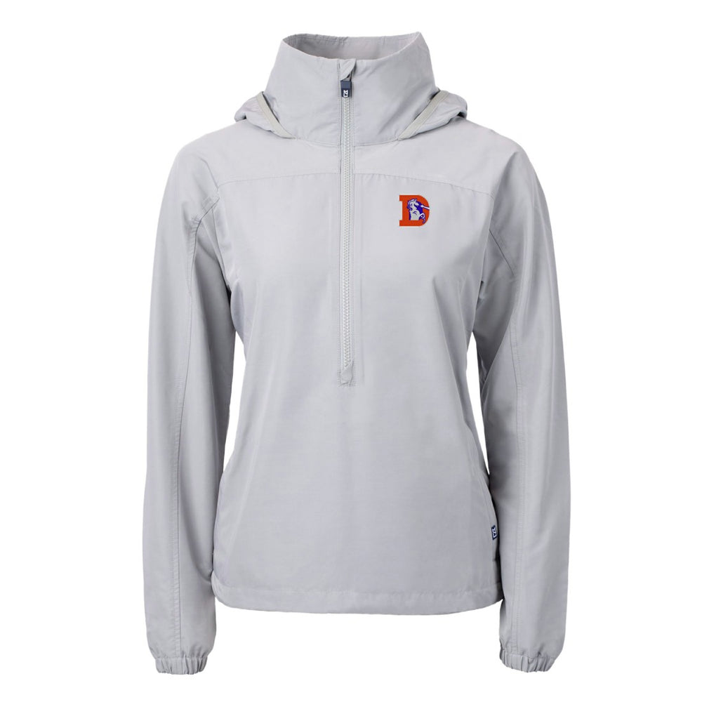 Denver Broncos Cutter & Buck Women's Charter Eco Recycled Half-Zip Hooded Anorak Jacket Gray