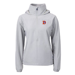 Denver Broncos Cutter & Buck Women's Charter Eco Recycled Half-Zip Hooded Anorak Jacket Gray