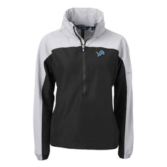 Detroit Lions Cutter & Buck Women's Charter Eco Recycled Half-Zip Hooded Anorak Jacket Black