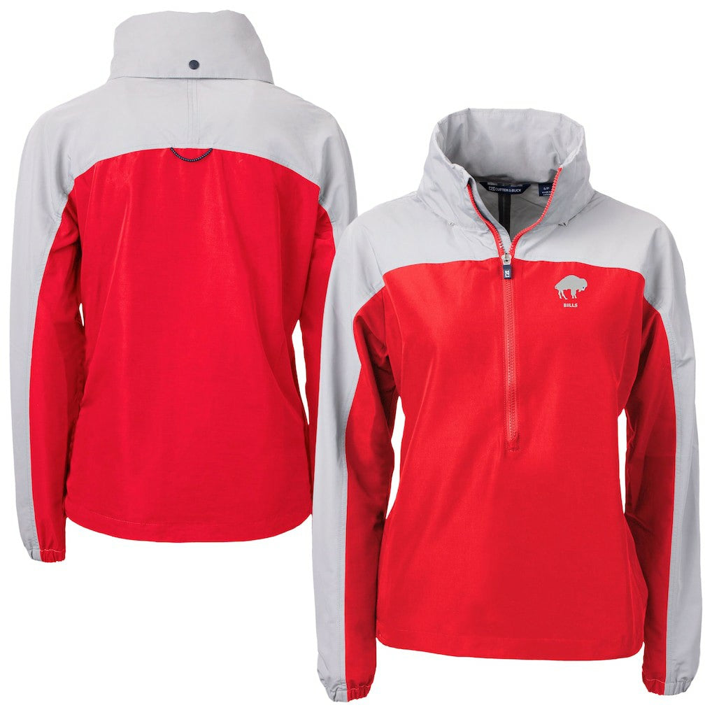Buffalo Bills Cutter & Buck Women's Charter Eco Recycled Half-Zip Hooded Anorak Jacket Red