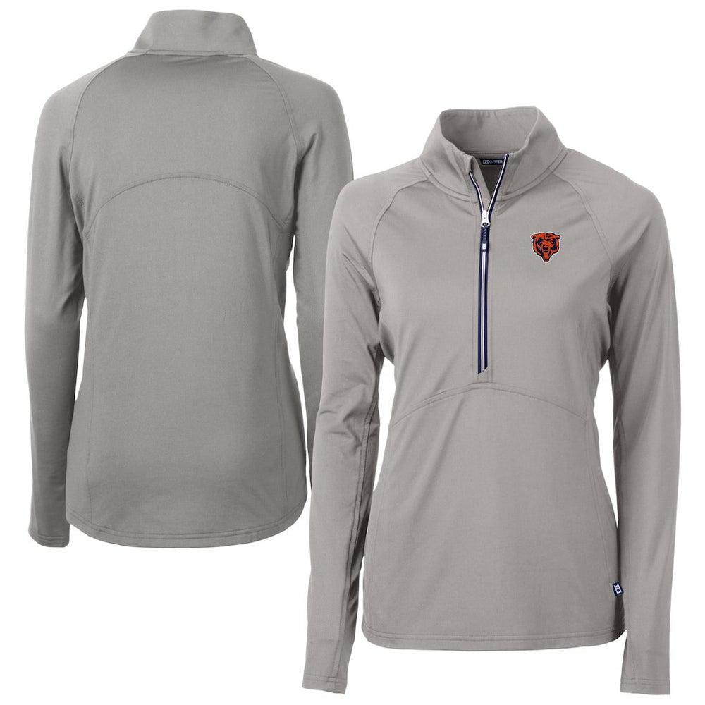 Chicago Bears Cutter & Buck Women's Adapt Eco Knit Stretch Recycled Raglan Half-Zip Top Gray