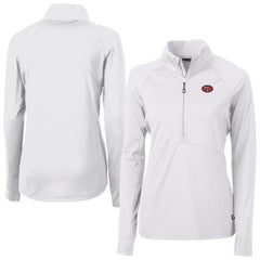San Francisco 49ers Cutter & Buck Women's Adapt Eco Knit Stretch Recycled Raglan Half-Zip Top White
