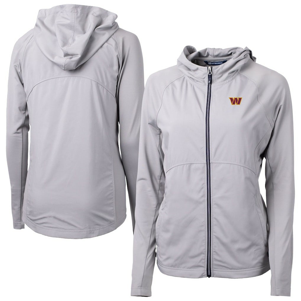 Washington Commanders Cutter & Buck Women's Primary Adapt Eco Knit Hybrid Recycled Full-Zip Jacket Gray