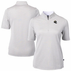 Jacksonville Jaguars Cutter & Buck Women's Virtue Eco Pique Stripe Recycled Quarter-Zip Top Gray