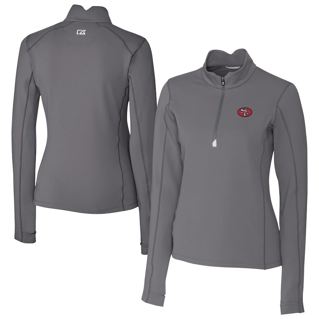 San Francisco 49ers Cutter & Buck Women's Traverse Stretch Quarter-Zip Pullover Top Gray