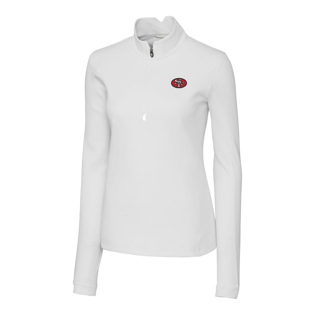 San Francisco 49ers Cutter & Buck Women's Traverse Stretch Quarter-Zip Pullover Top White