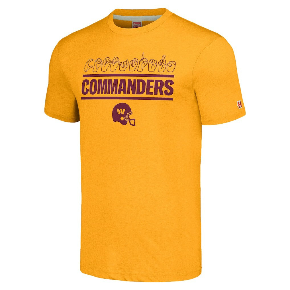 Washington Commanders Homage Unisex The NFL ASL Collection by Love Sign Tri-Blend T-Shirt Gold