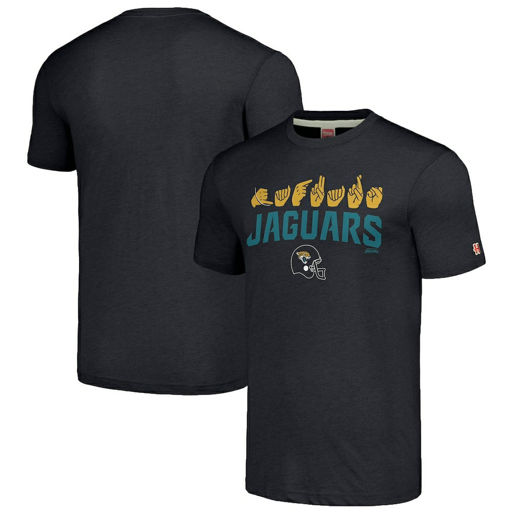 Jacksonville Jaguars Homage Unisex The NFL ASL Collection by Love Sign American Sign Language T-Shirt Charcoal