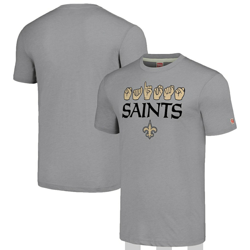 New Orleans Saints Homage Unisex The NFL ASL Collection by Love Sign American Sign Language T-Shirt Grey