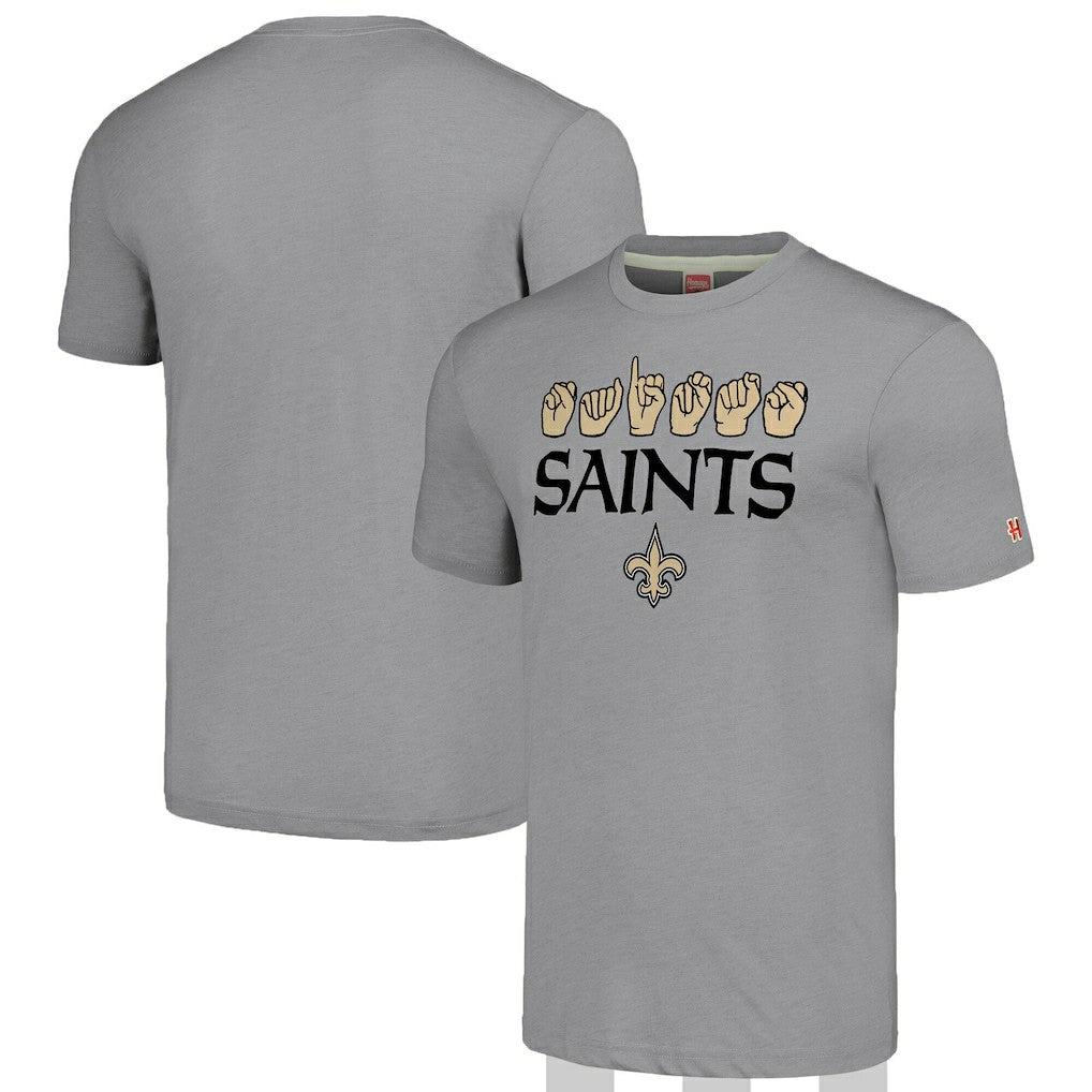 New Orleans Saints Homage Unisex The NFL ASL Collection by Love Sign American Sign Language T-Shirt Grey