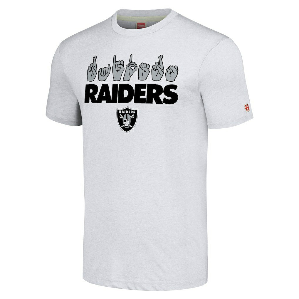 Las Vegas Raiders Homage Unisex The NFL ASL Collection by Love Sign American Sign Language T-Shirt Ash
