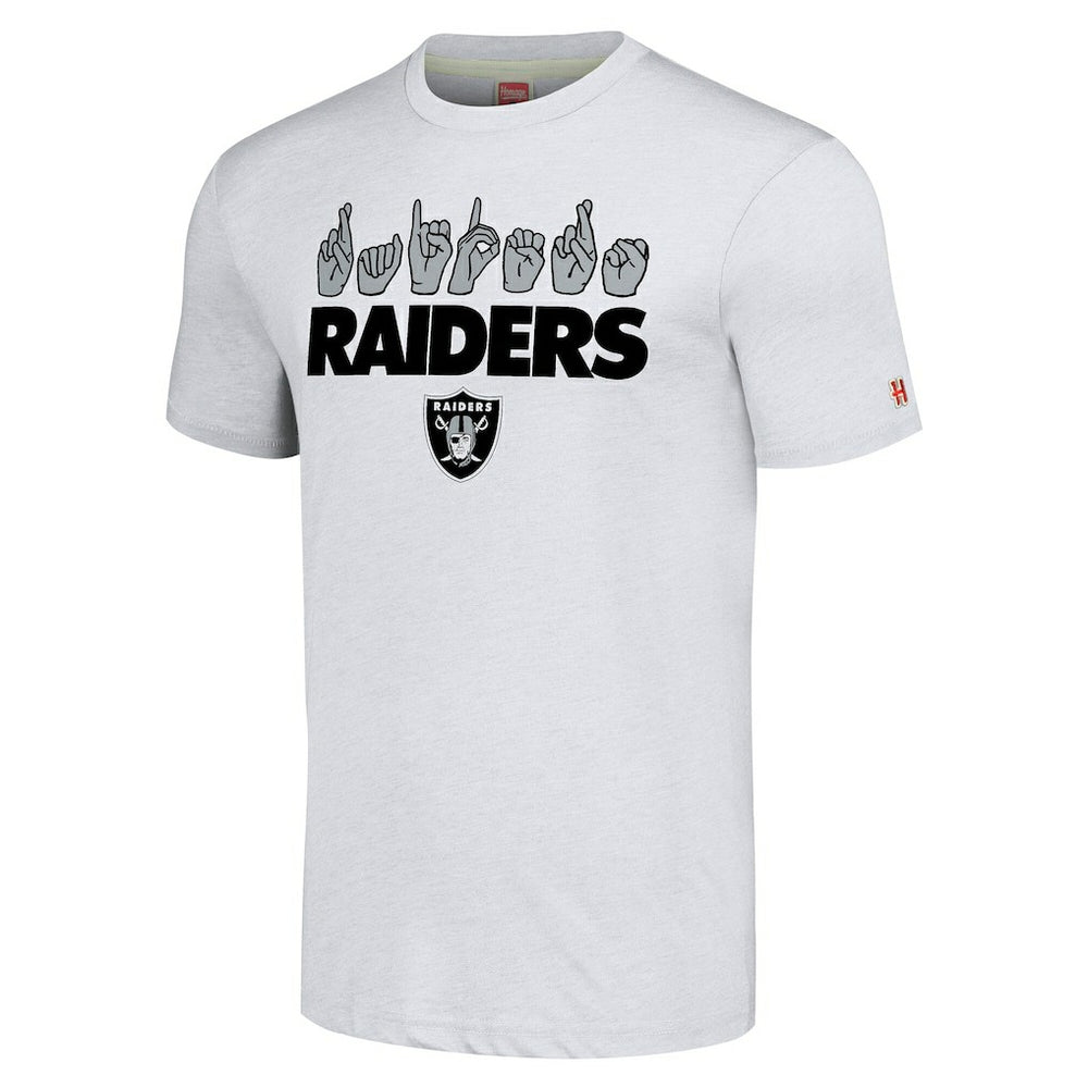 Las Vegas Raiders Homage Unisex The NFL ASL Collection by Love Sign American Sign Language T-Shirt Ash