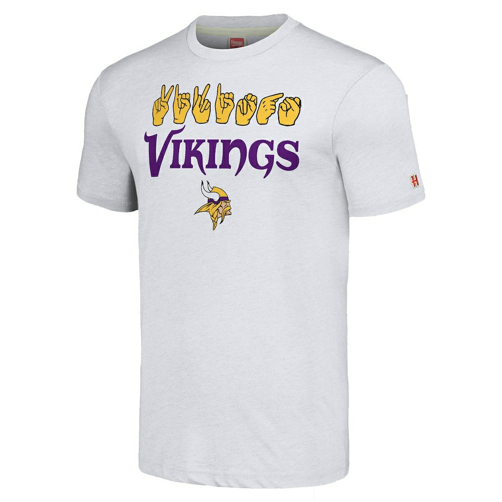 Minnesota Vikings Homage Unisex The NFL ASL Collection by Love Sign American Sign Language T-Shirt Ash