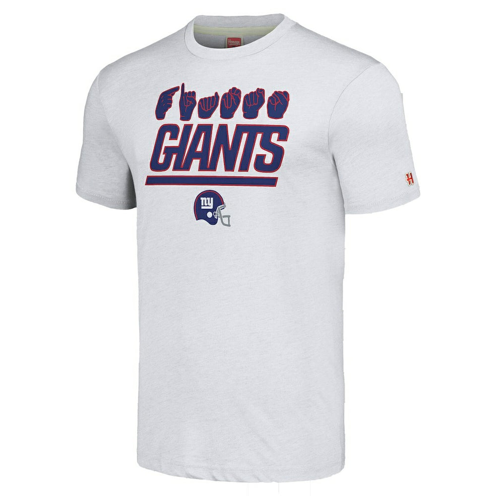 New York Giants Homage Unisex The NFL ASL Collection by Love Sign American Sign Language T-Shirt Ash