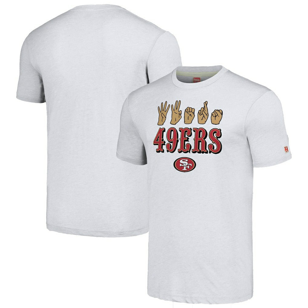San Francisco 49ers Homage Unisex The NFL ASL Collection by Love Sign American Sign Language T-Shirt Ash