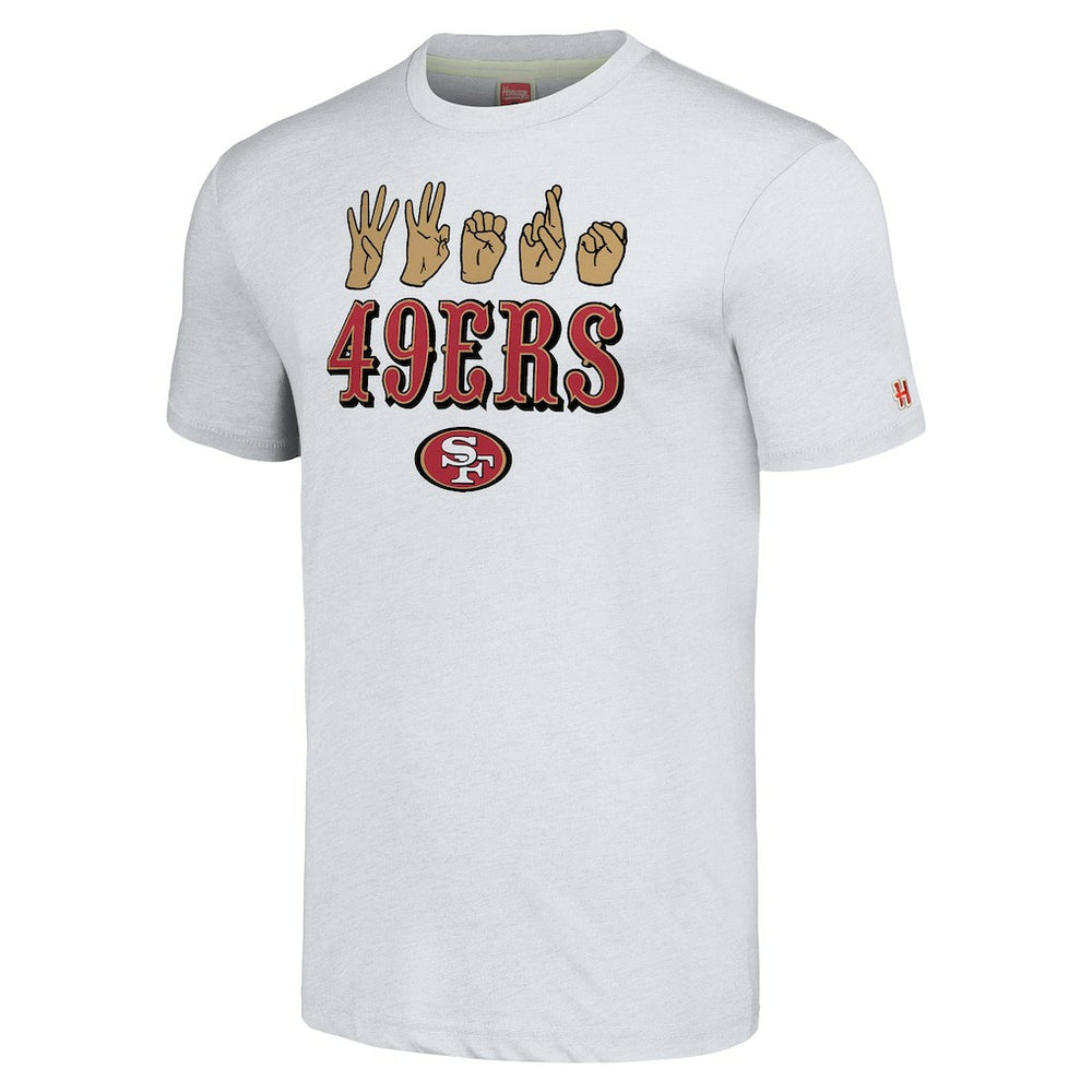 San Francisco 49ers Homage Unisex The NFL ASL Collection by Love Sign American Sign Language T-Shirt Ash