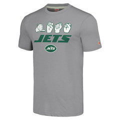 New York Jets Homage Unisex The NFL ASL Collection by Love Sign American Sign Language T-Shirt Grey
