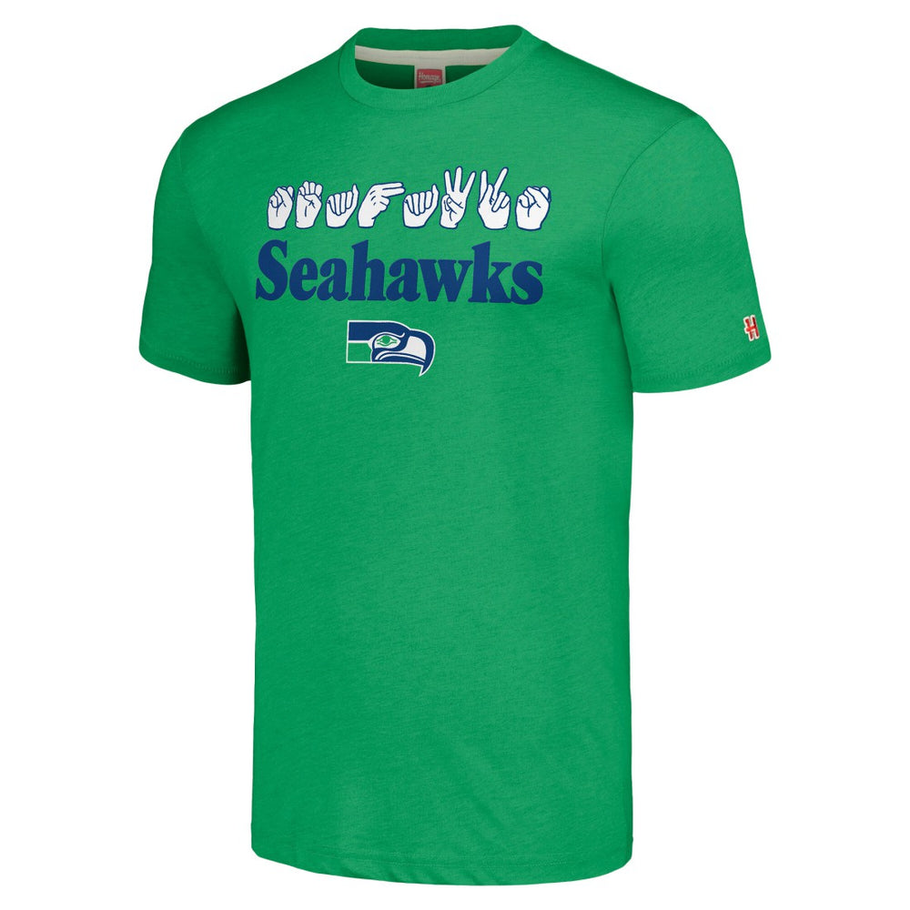 Seattle Seahawks Homage Unisex The NFL ASL Collection by Love Sign American Sign Language T-Shirt Green