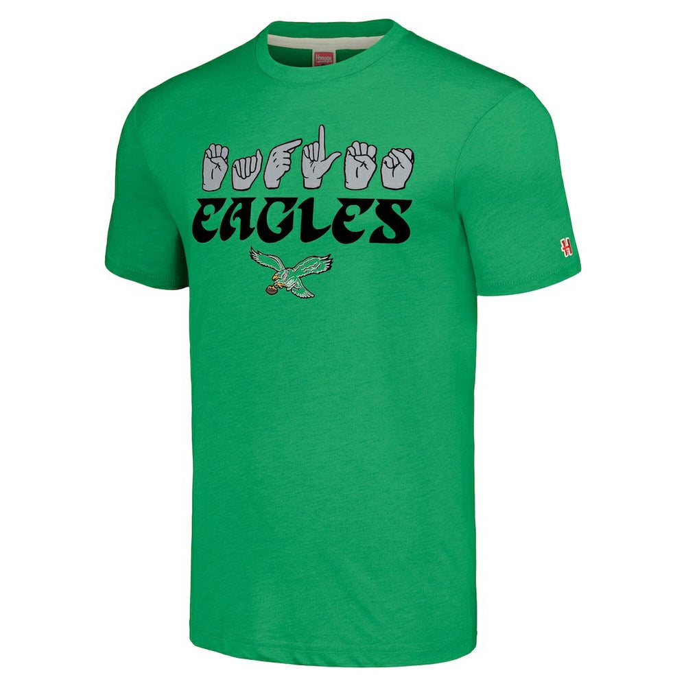 Philadelphia Eagles Homage Unisex The NFL ASL Collection by Love Sign American Sign Language T-Shirt Green