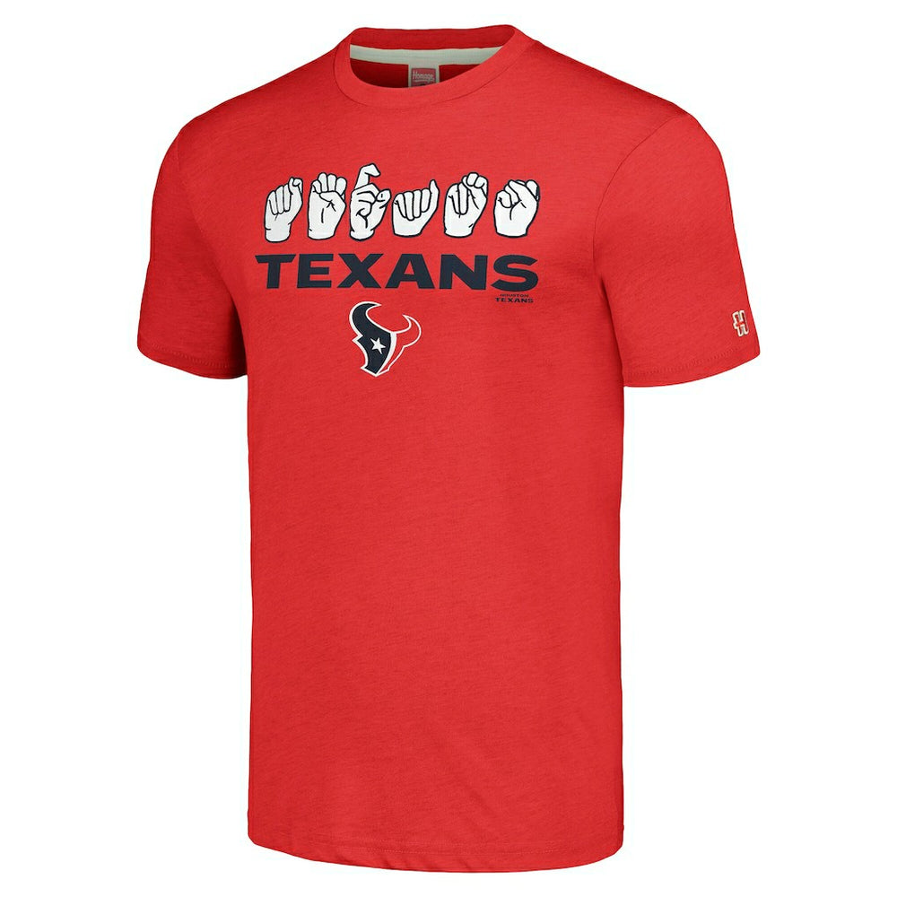 Houston Texans Homage Unisex The NFL ASL Collection by Love Sign American Sign Language T-Shirt Red