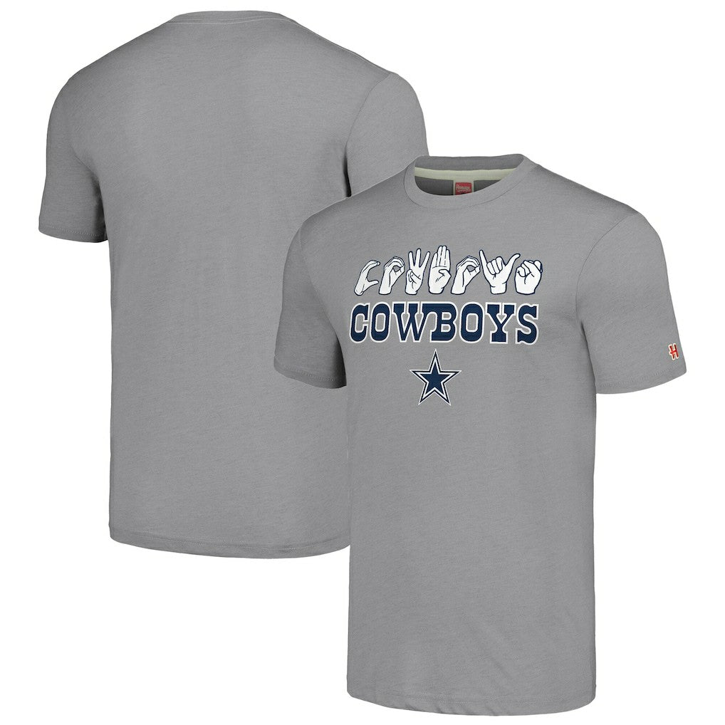 Dallas Cowboys Homage Unisex The NFL ASL Collection by Love Sign American Sign Language T-Shirt Gray