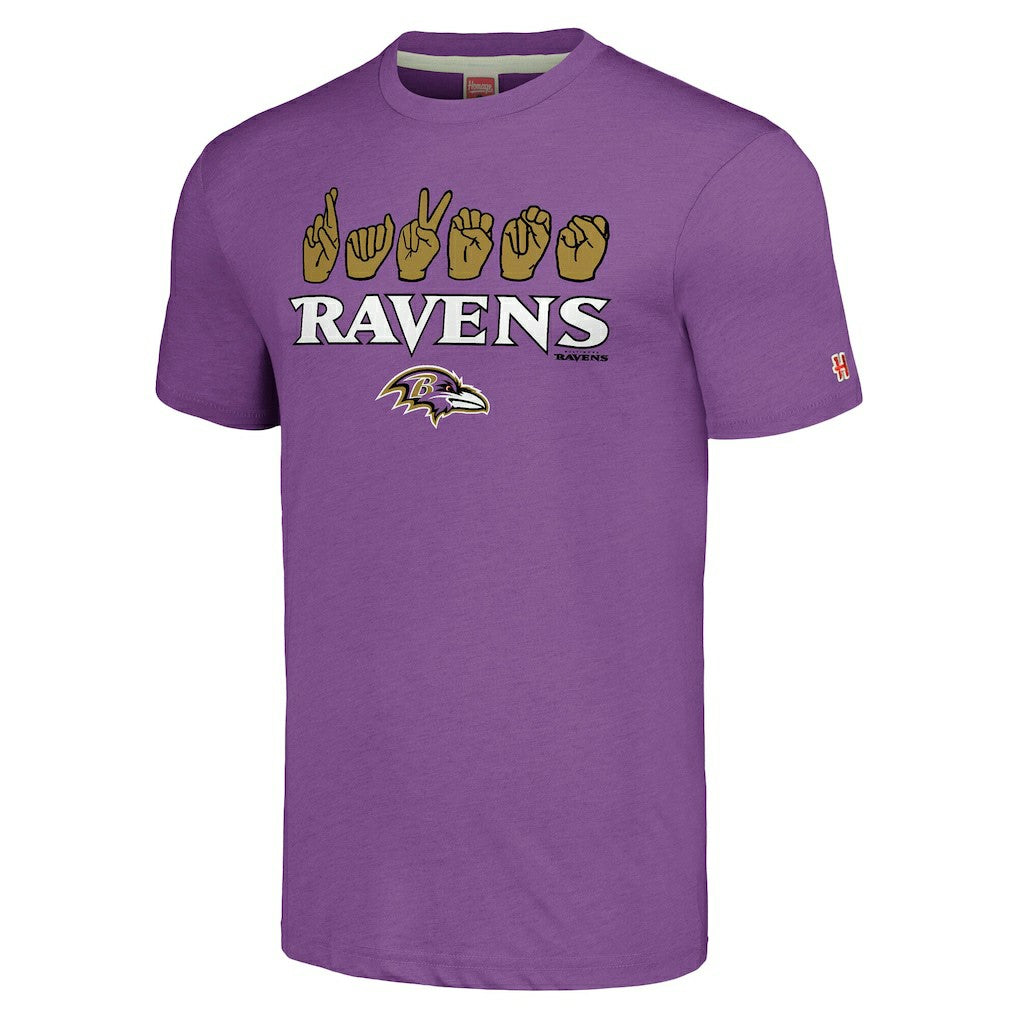 Baltimore Ravens Homage Unisex The NFL ASL Collection by Love Sign American Sign Language T-Shirt Purple