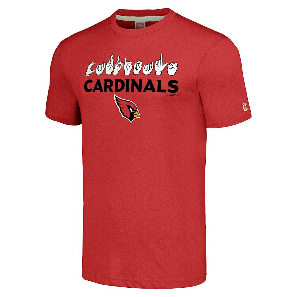 Arizona Cardinals Homage Unisex The NFL ASL Collection by Love Sign American Sign Language T-Shirt Red