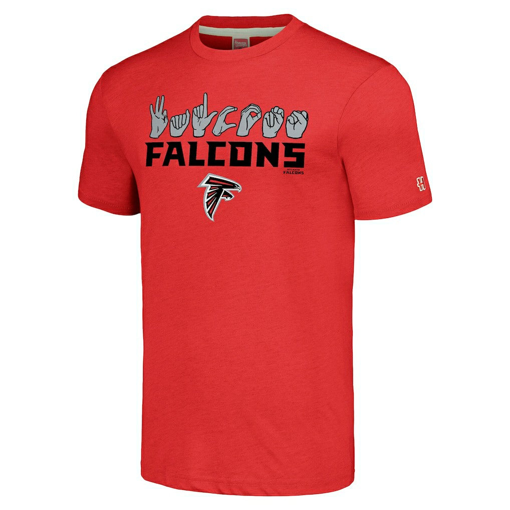 Atlanta Falcons Homage Unisex The NFL ASL Collection by Love Sign American Sign Language T-Shirt Red