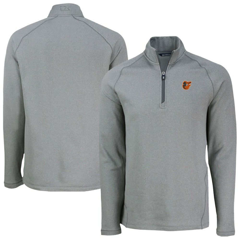 Baltimore Orioles Cutter & Buck Peshastin Eco Fleece Recycled Raglan Quarter-Zip Top - Heather Gray Tops