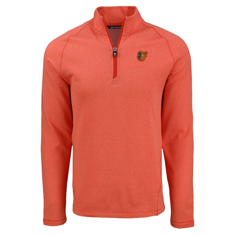 Baltimore Orioles Cutter & Buck Peshastin Eco Fleece Recycled Raglan Quarter-Zip Top - Heather Orange Tops