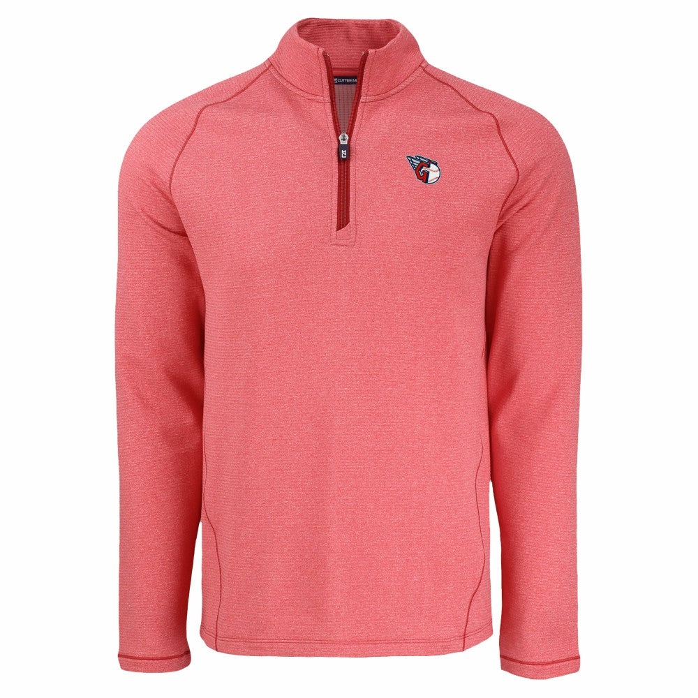 Cleveland Guardians Cutter & Buck Peshastin Eco Fleece Recycled Raglan Quarter-Zip Top - Heather Red Tops