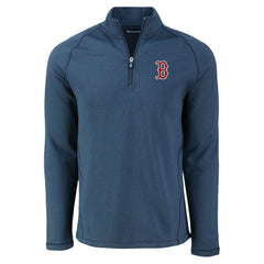Boston Red Sox Cutter & Buck Peshastin Eco Fleece Recycled Raglan Quarter-Zip Top - Heather Navy Tops