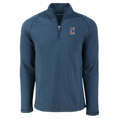 Cleveland Guardians Cutter & Buck Peshastin Eco Fleece Recycled Raglan Quarter-Zip Top - Heather Navy Tops