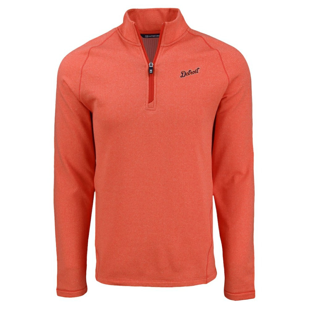 Detroit Tigers Cutter & Buck Peshastin Eco Fleece Recycled Raglan Quarter-Zip Top - Heather Orange Tops