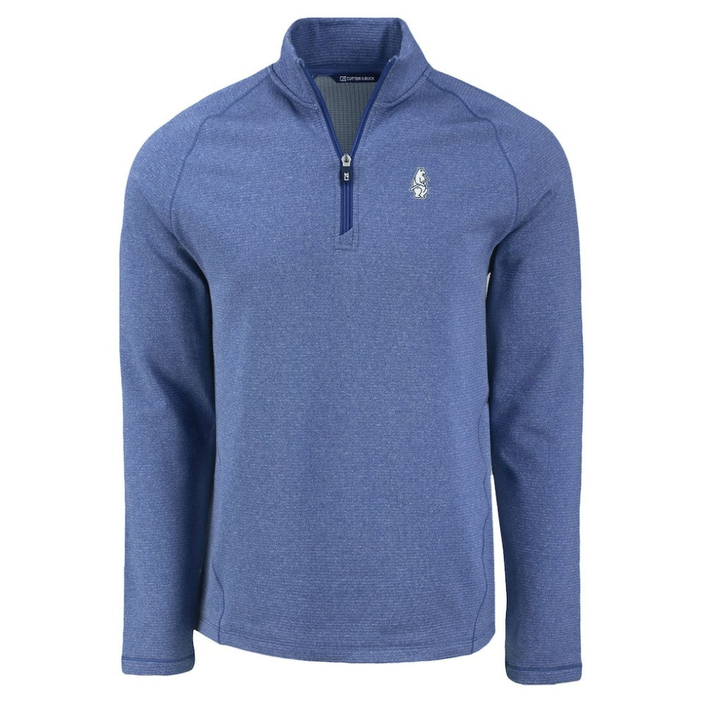 Chicago Cubs Cutter & Buck Peshastin Eco Fleece Recycled Raglan Quarter-Zip Top - Heather Royal Tops