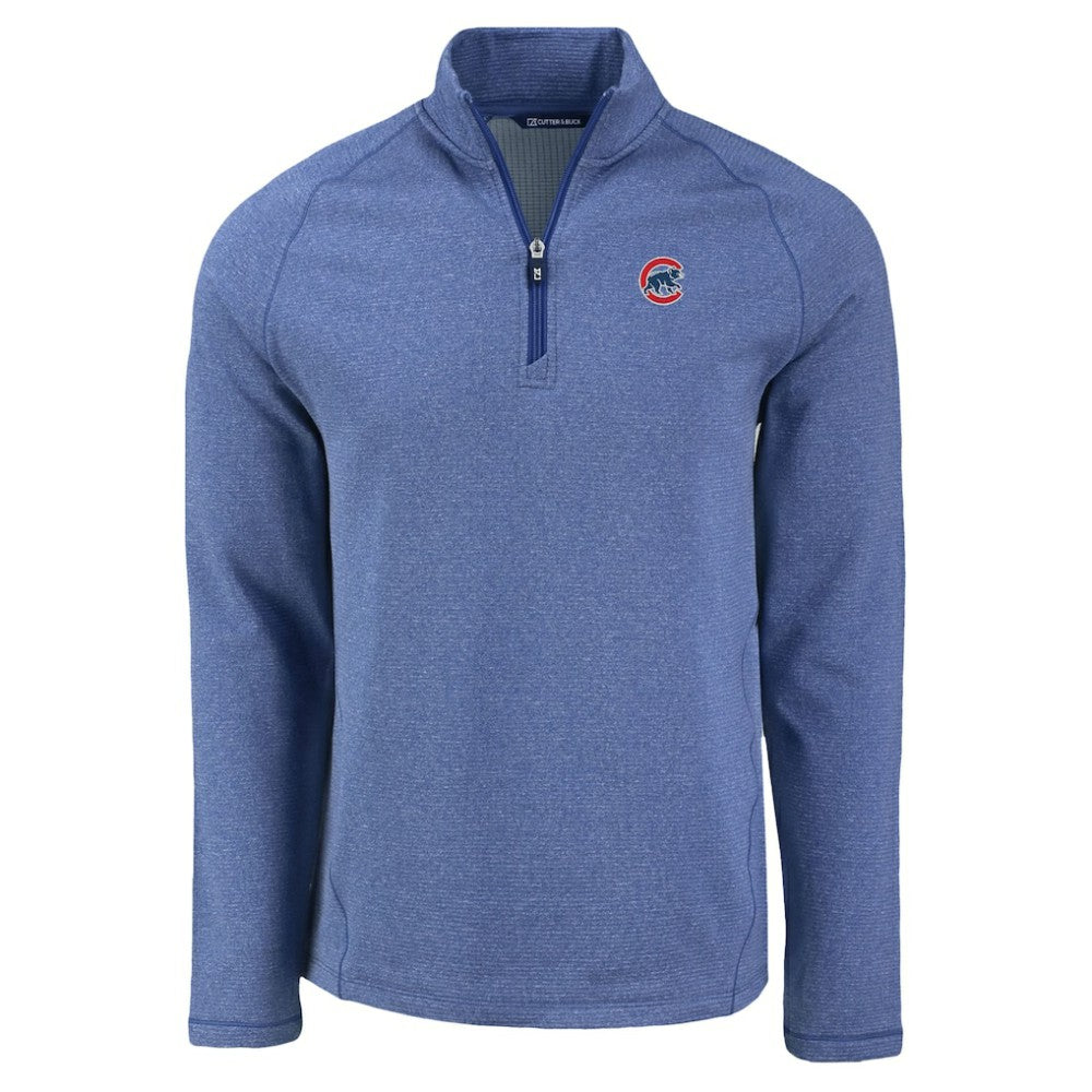 Chicago Cubs Cutter & Buck Peshastin Eco Fleece Recycled Raglan Quarter-Zip Top - Heather Royal Tops