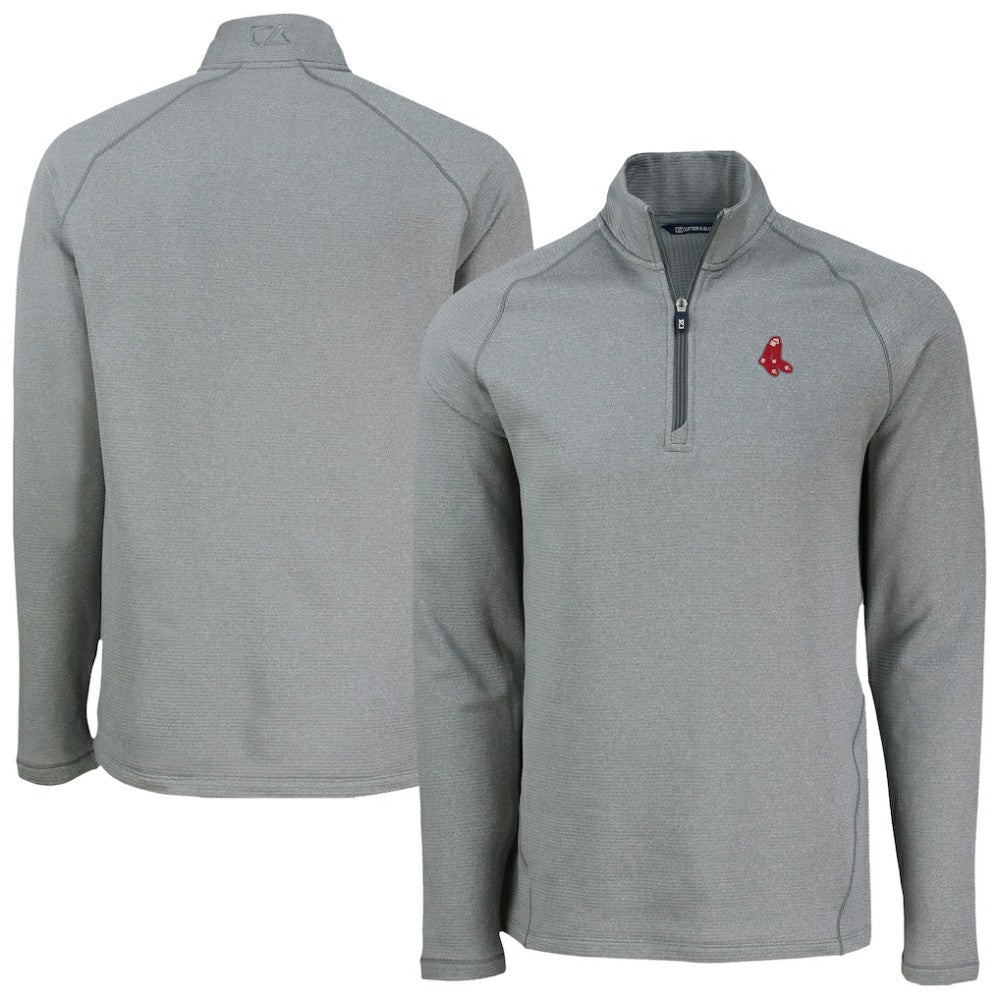 Boston Red Sox Cutter & Buck Peshastin Eco Fleece Recycled Raglan Quarter-Zip Top - Heather Gray Tops
