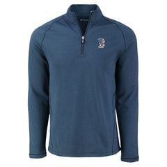 Boston Red Sox Cutter & Buck Peshastin Eco Fleece Recycled Raglan Quarter-Zip Top - Heather Navy Tops