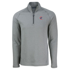 Chicago Cubs Cutter & Buck Peshastin Eco Fleece Recycled Raglan Quarter-Zip Top - Heather Gray Tops