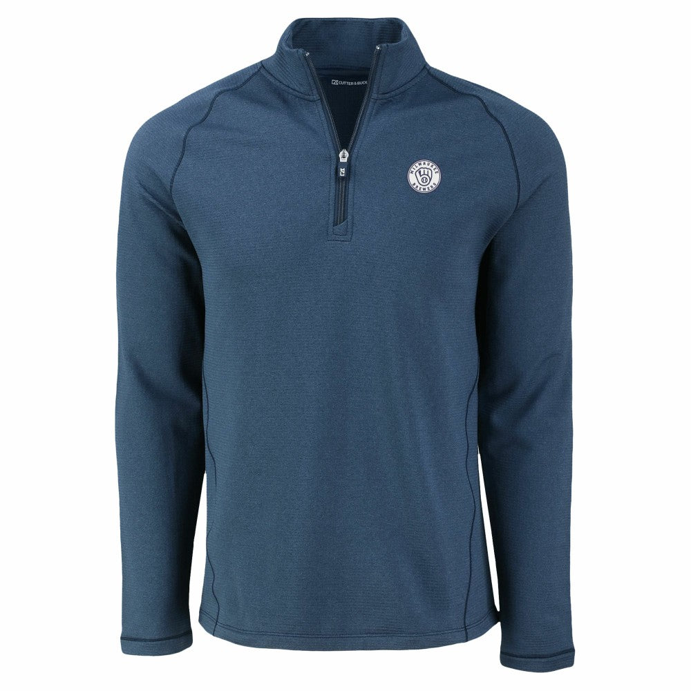 Milwaukee Brewers Cutter & Buck Peshastin Eco Fleece Recycled Raglan Quarter-Zip Top - Heather Navy Tops